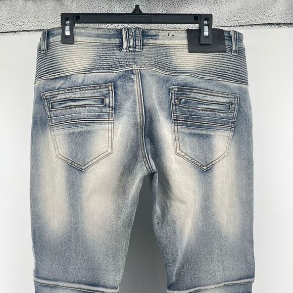 XRAY Jeans Men’s Light Wash Moto Biker Slim Stretch Skinny Denim Jeans 34/30 - Picture 9 of 16